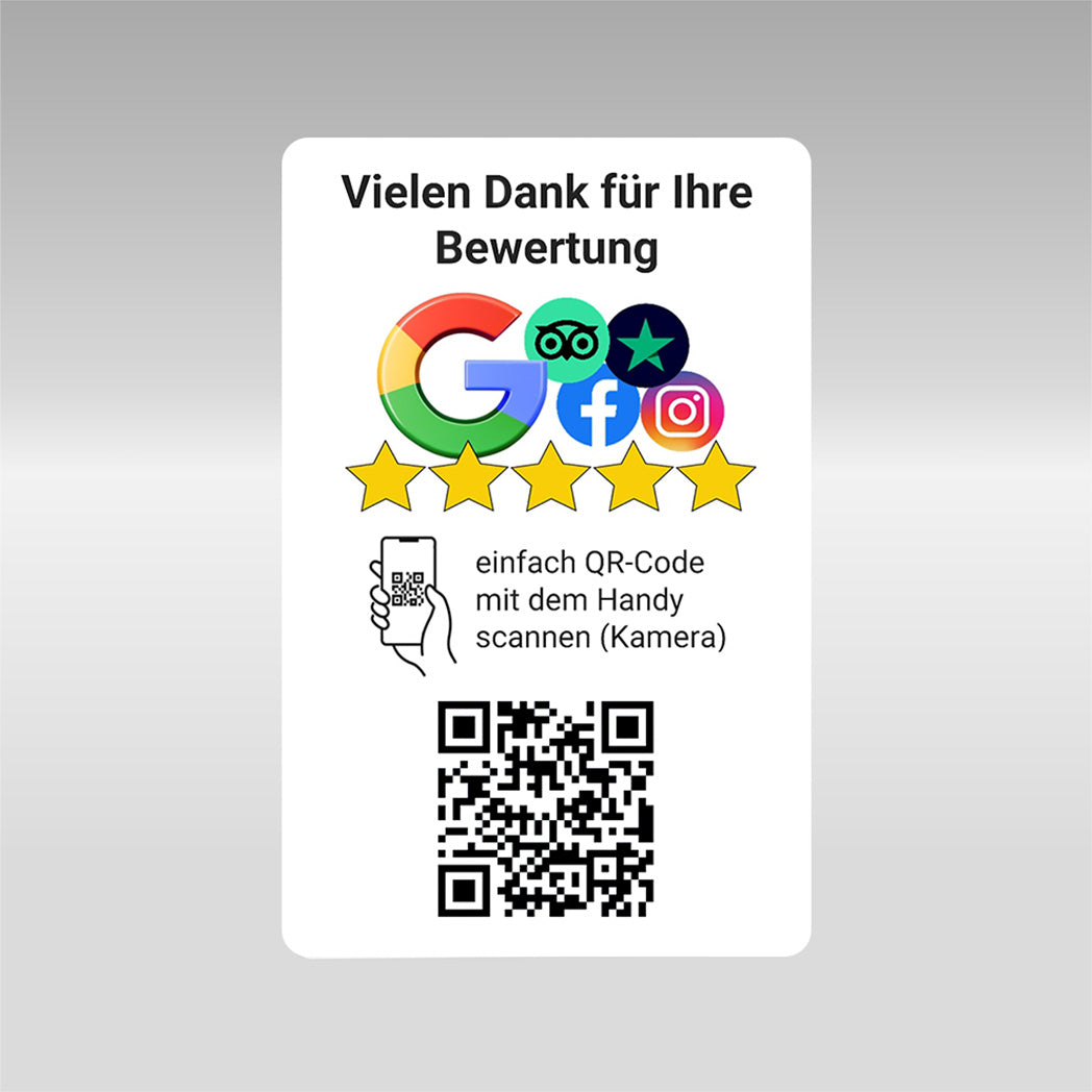 Karte mit QR-Code, H 11 x B 7 cm